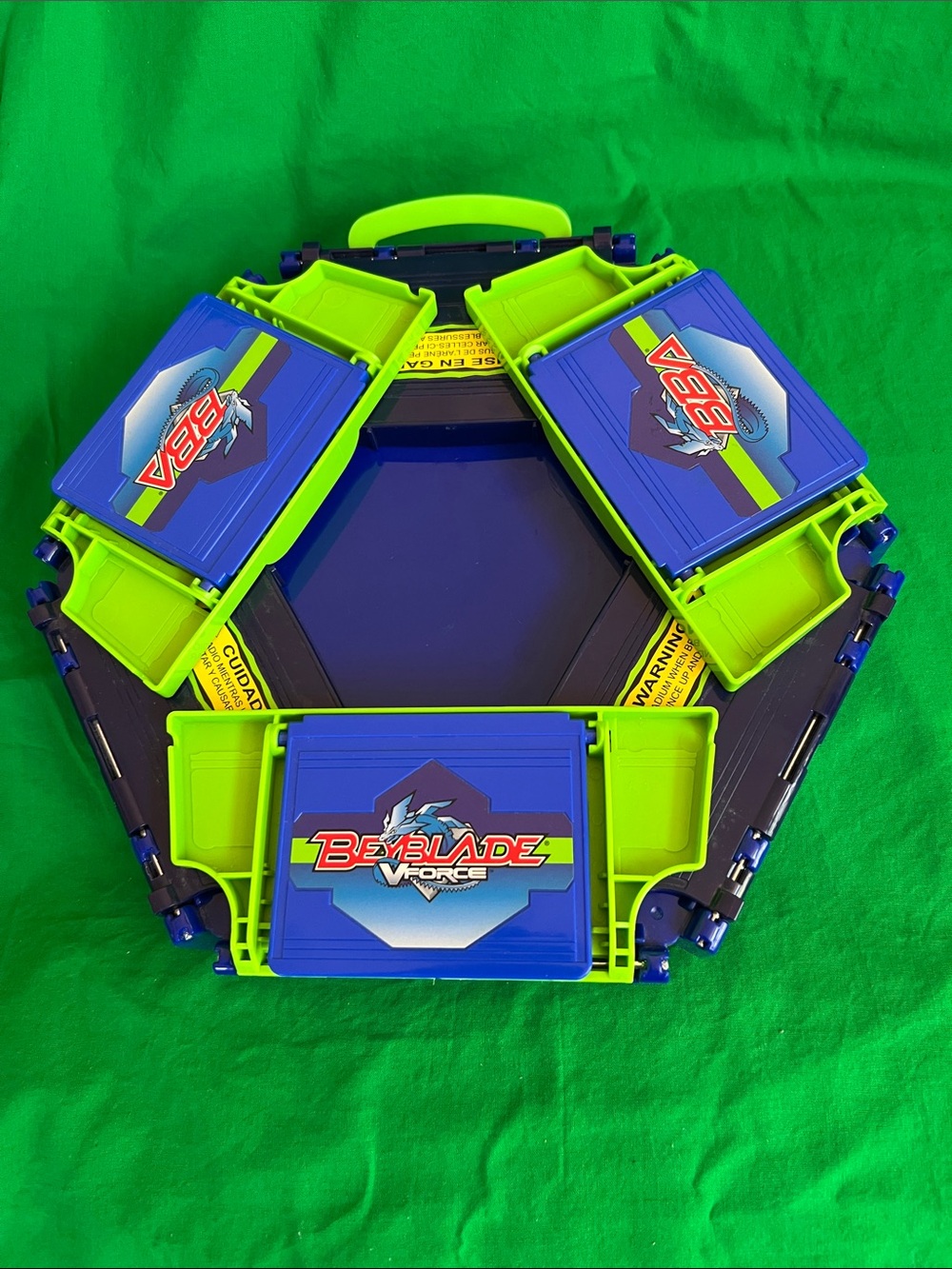 Vintage Hasbro Beyblade V-Force Arena Playset in Blue and Neon Green